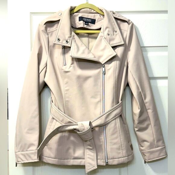 Kenneth Cole Reaction Moto Cream Fall Jacket Sz M EUC - Picture 1 of 16